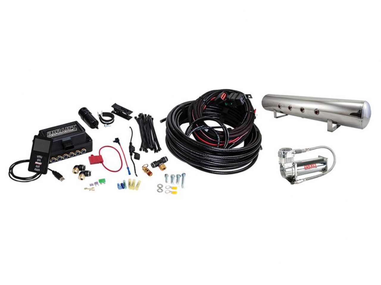 AIRLIFT 3P(1/4"Air Line,5 Gallon Lightweight Polished Alum.,VIAIR 444C Comp)