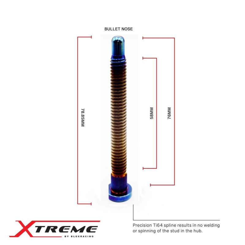 BLOX Racing Titanium Extended Wheel Studs M12X1.5mm 8Pcs Honda Fitment - Burnt BXAC-00176-B