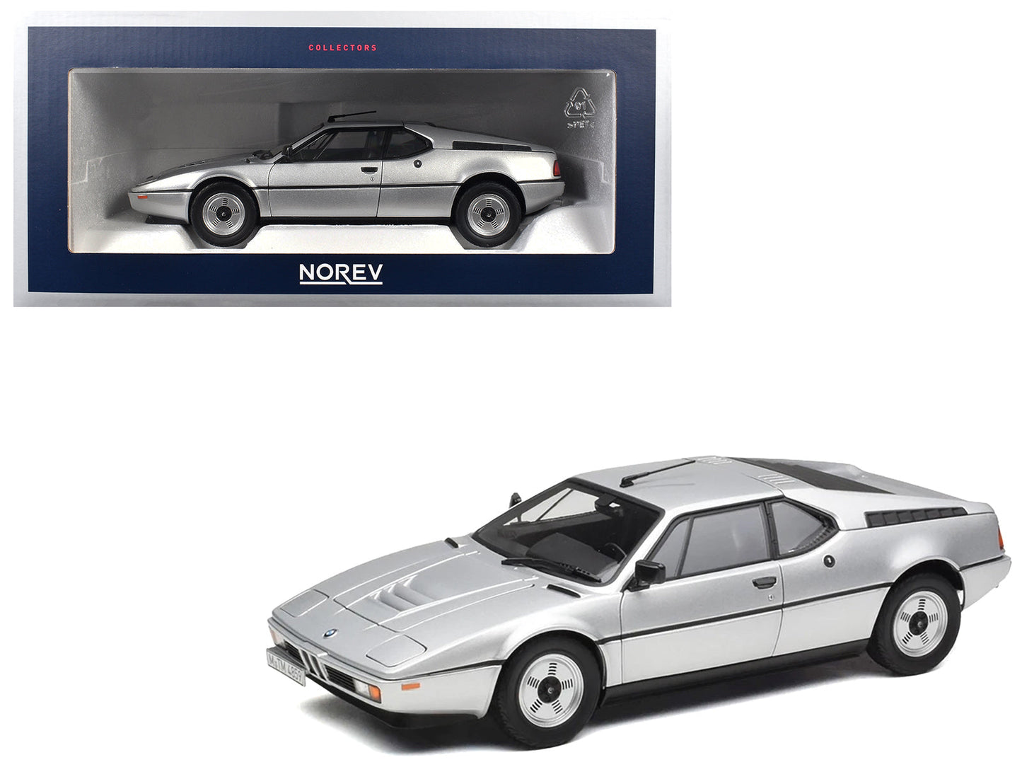 1980 BMW M1 Silver Metallic 1/18 Diecast Model Car by Norev free shipping USA