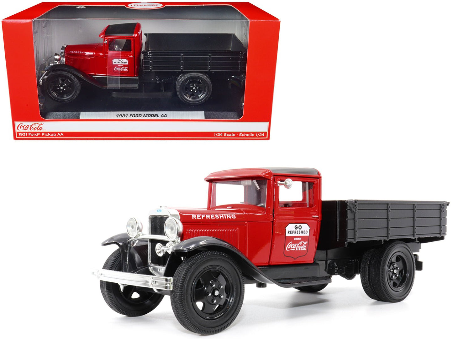 1931 Ford Model AA Pickup Truck Red and Black "Go Refreshed - Drink Coca-Cola" 1/24 Diecast Model Car by Motor City Classics free shipping USA