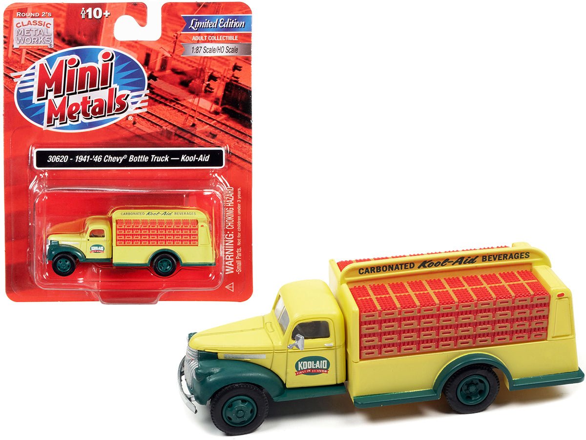 1941-1946 Chevrolet Delivery Bottle Truck Yellow and Green "Kool-Aid" 1/87 (HO) Scale Model by Classic Metal Works free shipping USA
