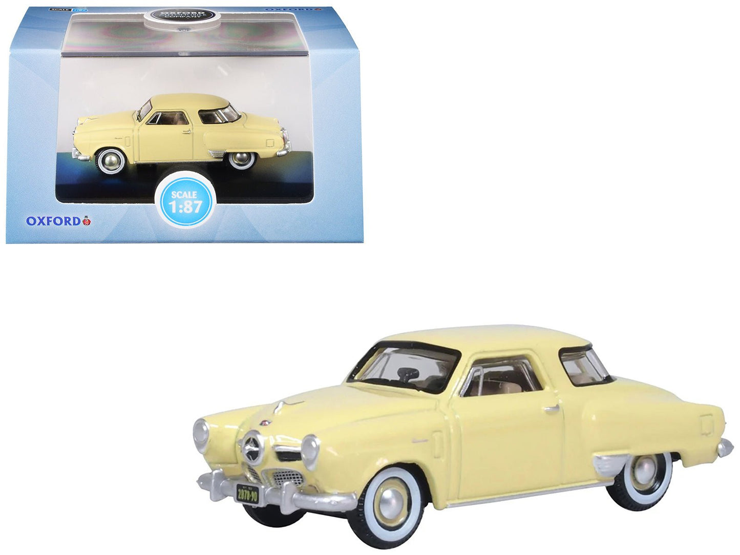 1950 Studebaker Champion Starlight Coupe Tulip Cream 1/87 (HO) Scale Diecast Model Car by Oxford Diecast free shipping USA