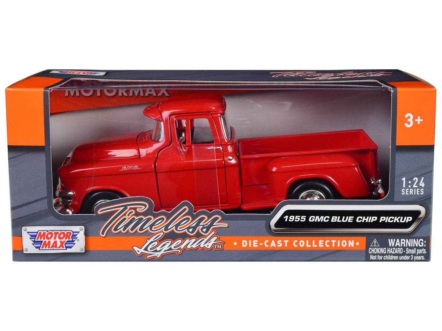 1955 GMC Blue Chip Pickup Truck Red "Timeless Legends" Series 1/24 Diecast Model Car by Motormax free shipping USA