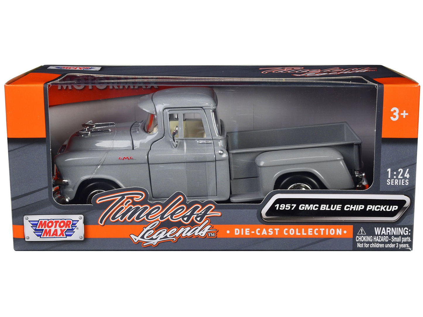 1957 GMC Blue Chip Pickup Truck Gray "Timeless Legends" Series 1/24 Diecast Model Car by Motormax free shipping USA