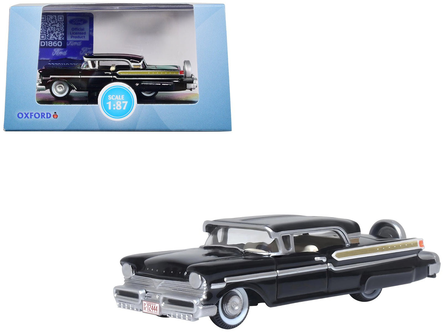1957 Mercury Montclair Tuxedo Black 1/87 (HO) Scale Diecast Model Car by Oxford Diecast free shipping USA