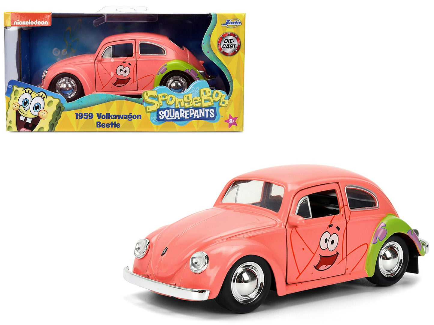 1959 Volkswagen Beetle "Patrick Star" Livery Pink "SpongeBob SquarePants" (1999-Current) TV Series "Hollywood Rides" Series 1/32 Diecast Model Car by Jada free shipping USA