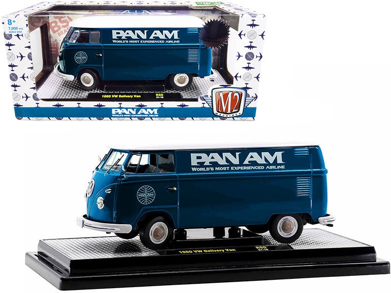 1960 Volkswagen Delivery Van "Pan Am" Turquoise with White Top Limited Edition to 7000 pieces Worldwide 1/24 Diecast Model by M2 Machines free shipping USA