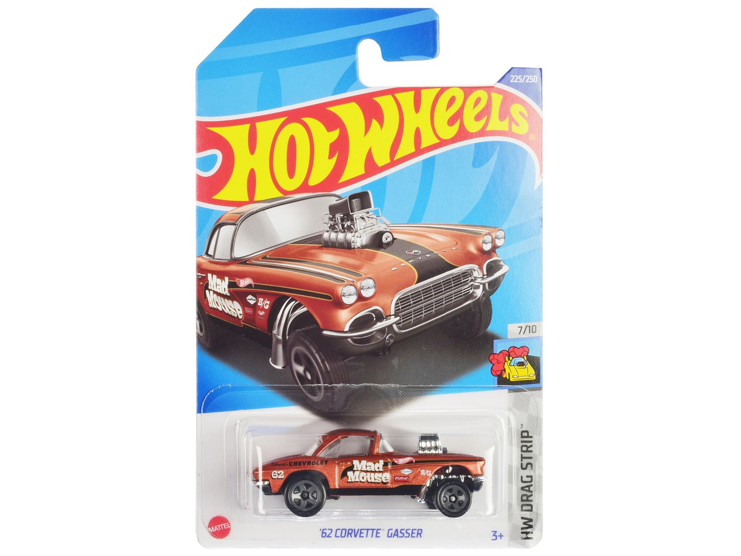1962 Chevrolet Corvette Gasser "Mad Mouse" Copper Metallic with Black Stripes "HW Drag Strip" Series Diecast Model Car by Hot Wheels free shipping USA