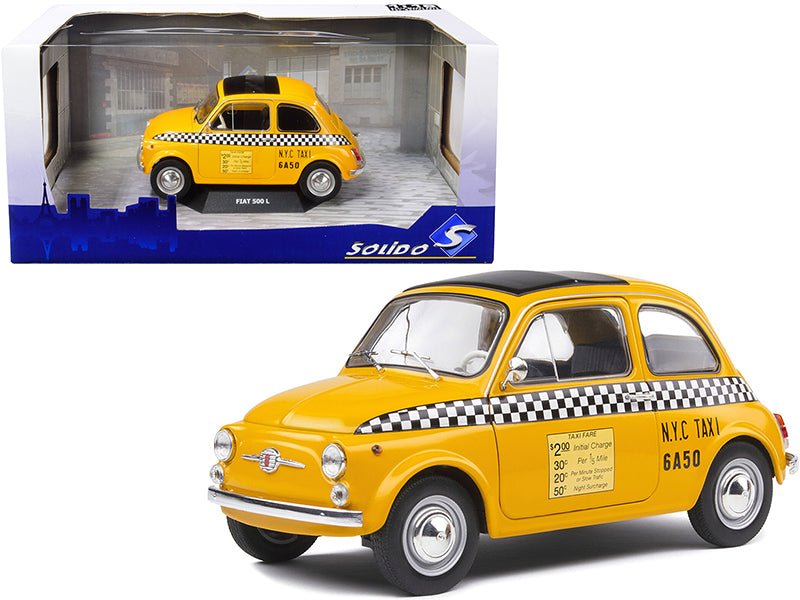 1965 Fiat 500 L "NYC Taxi" New York City Yellow 1/18 Diecast Model Car by Solido free shipping USA