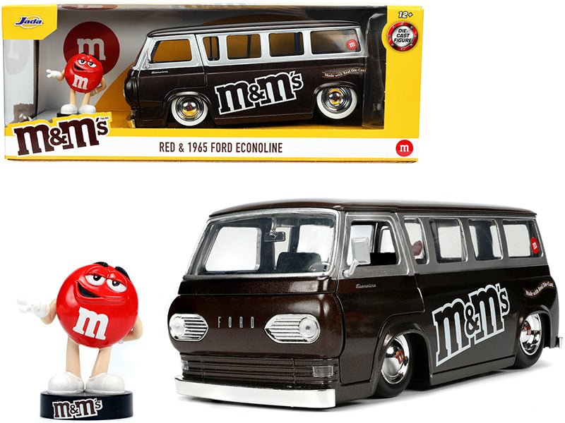1965 Ford Econoline Bus Brown Metallic and Silver with Red M&M's Diecast Figurine "Hollywood Rides" Series 1/24 Diecast Model Car by Jada free shipping USA
