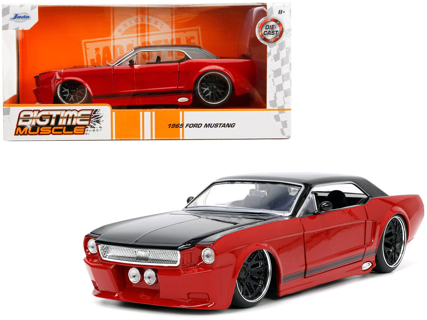 1965 Ford Mustang Custom Red and Black "Bigtime Muscle" Series 1/24 Diecast Model Car by Jada free shipping USA