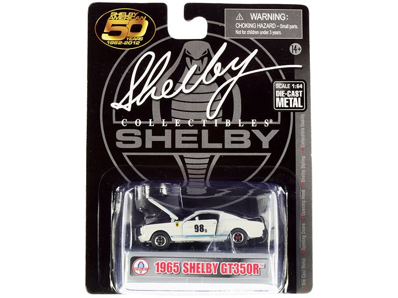 1965 Ford Mustang Shelby GT350R #98B "Terlingua Racing Team" White with Blue Stripes "Shelby American 50 Years" (1962-2012) 1/64 Diecast Model Car by Shelby Collectibles free shipping USA