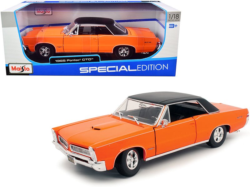 1965 Pontiac GTO Hurst Orange with Black Top and White Stripes "Special Edition" 1/18 Diecast Model Car by Maisto free shipping USA