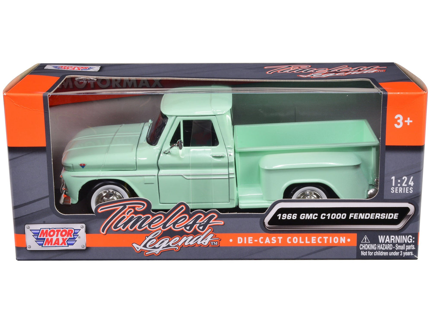 1966 GMC C1000 Fenderside Pickup Truck Light Green "Timeless Legends" Series 1/24 Diecast Model Car by Motormax free shipping USA