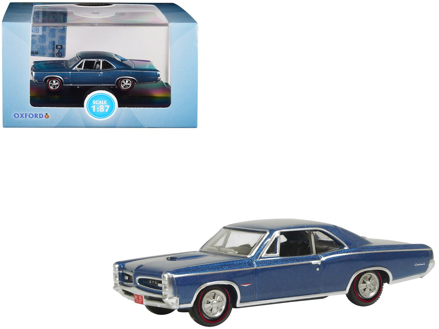 1966 Pontiac GTO Fontaine Blue Metallic 1/87 (HO) Scale Diecast Model Car by Oxford Diecast free shipping USA