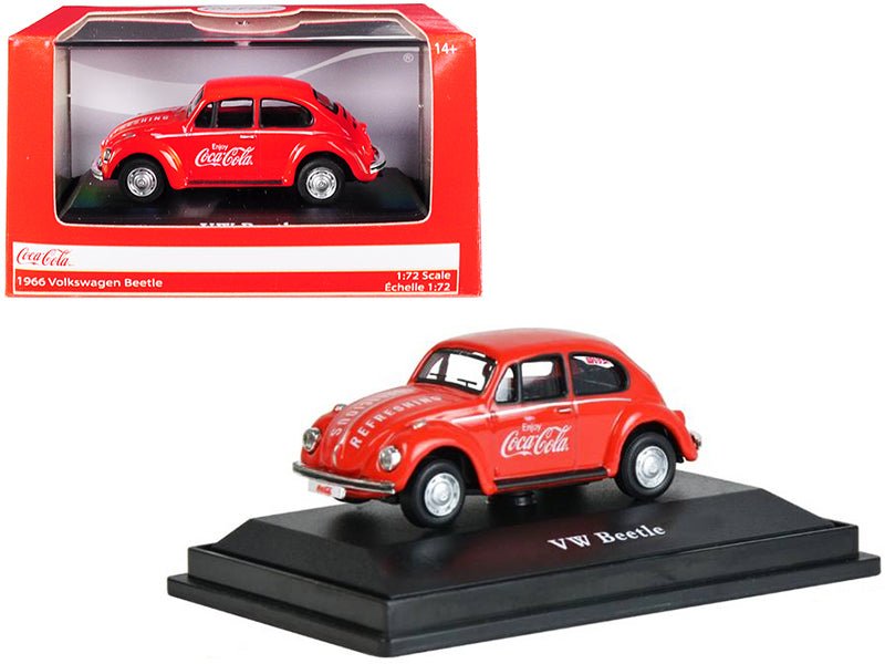 1966 Volkswagen Beetle "Coca-Cola" Red 1/72 Diecast Model Car by Motorcity Classics free shipping USA