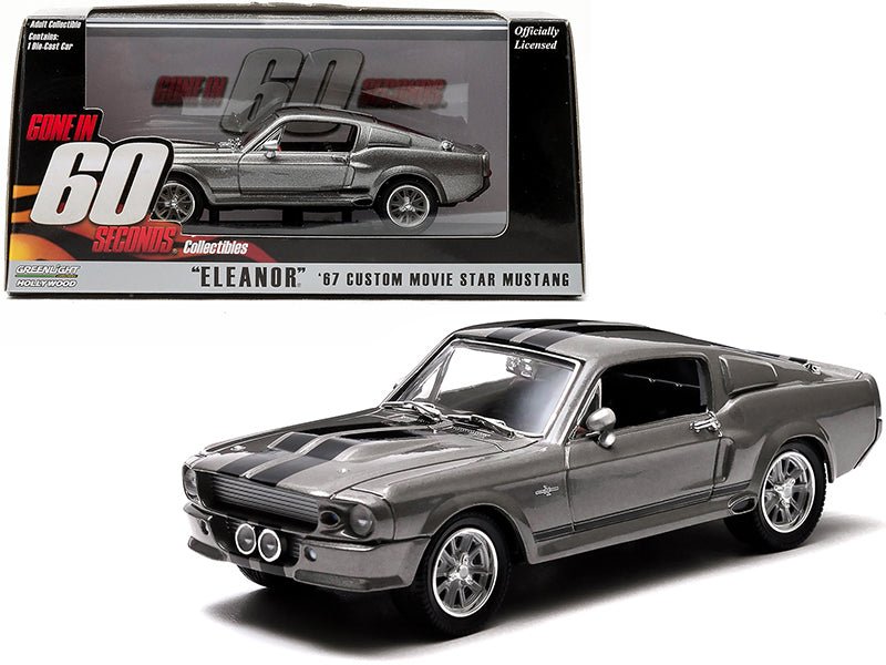 1967 Ford Mustang Custom "Eleanor" Gray Metallic with Black Stripes "Gone in 60 Seconds" (2000) Movie 1/43 Diecast Model Car by Greenlight free shipping USA