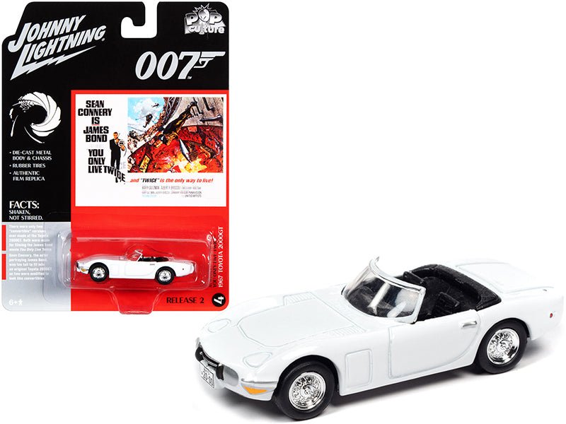 1967 Toyota 2000GT Convertible White (James Bond 007) "You Only Live Twice" (1967) Movie "Pop Culture" Series 1/64 Diecast Model Car by Johnny Lightning free shipping USA