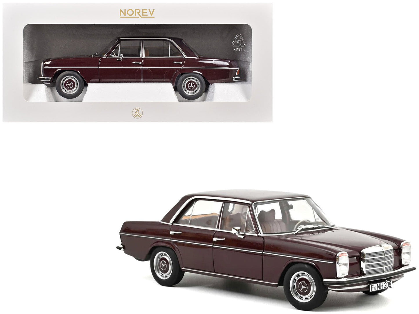 1968 Mercedes-Benz 200 Dark Red Brown 1/18 Diecast Model Car by Norev free shipping USA
