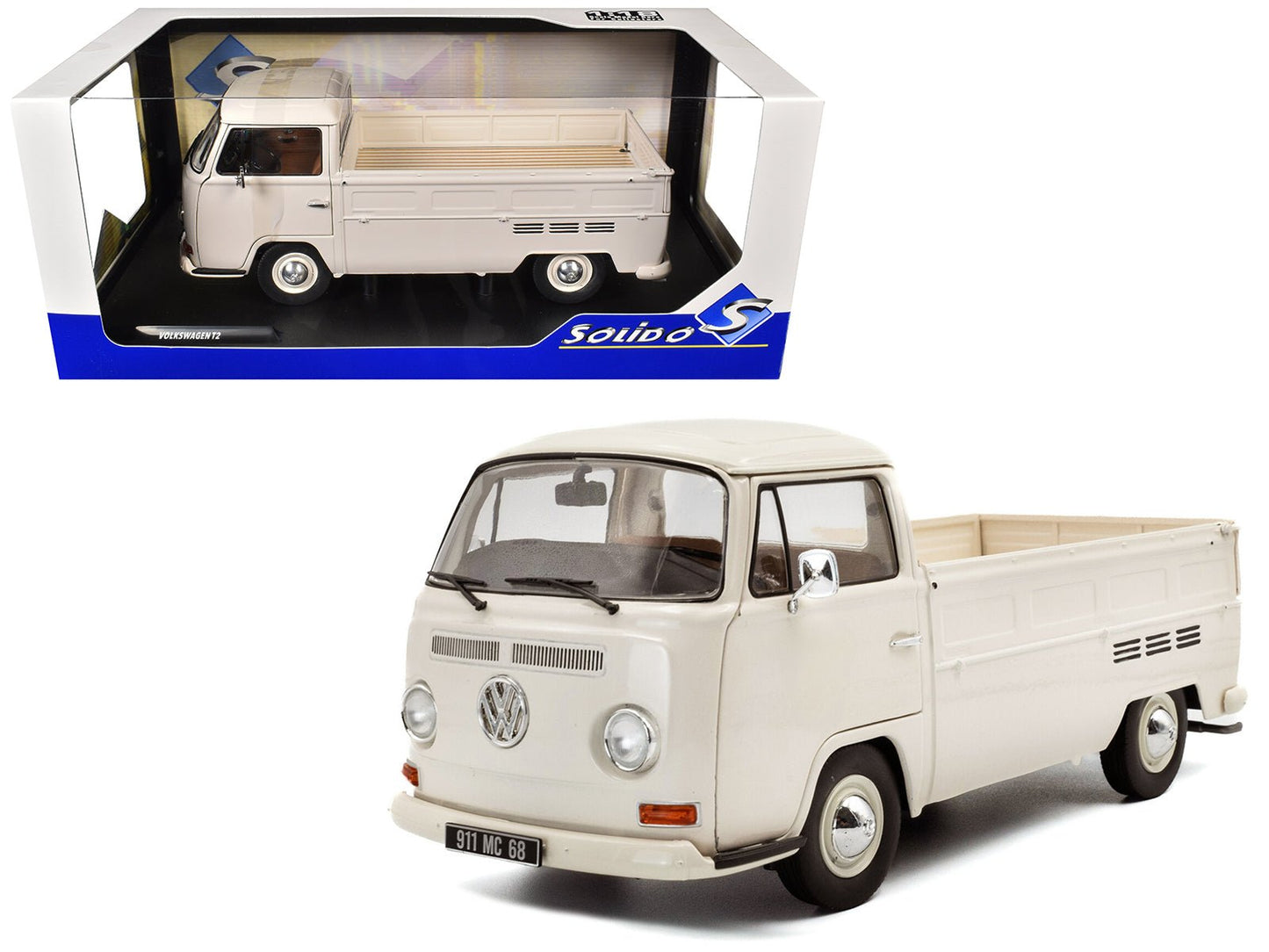 1968 Volkswagen T2 Pickup Truck Beige 1/18 Diecast Model Car by Solido free shipping USA