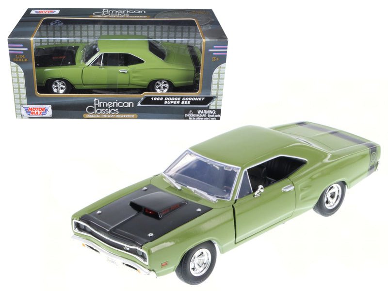 1969 Dodge Coronet Super Bee Green 1/24 Diecast Model Car by Motormax free shipping USA