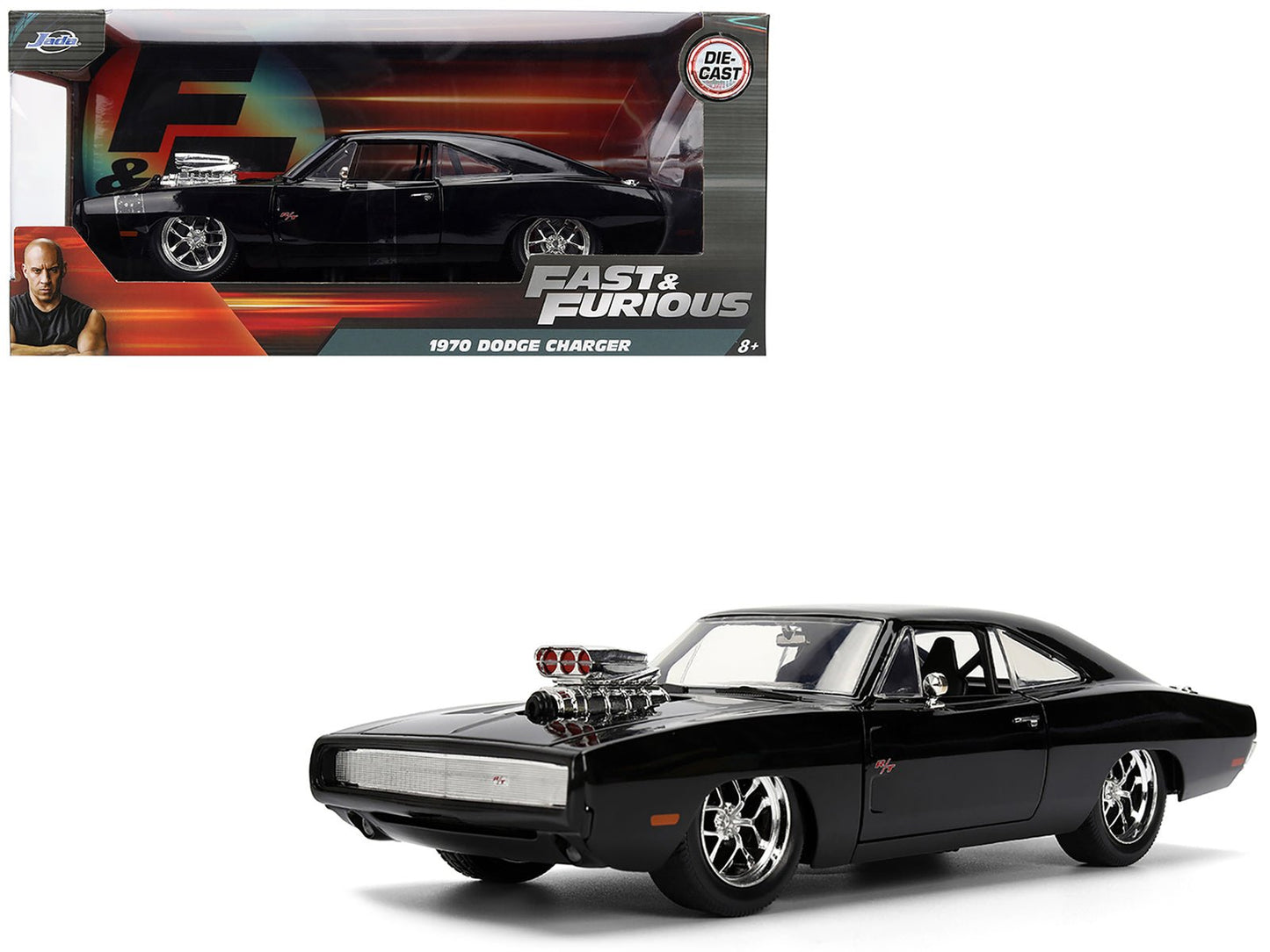 1970 Dodge Charger R/T Black "Furious 7" (2015) Movie "Fast & Furious" Series 1/24 Diecast Model Car by Jada free shipping USA