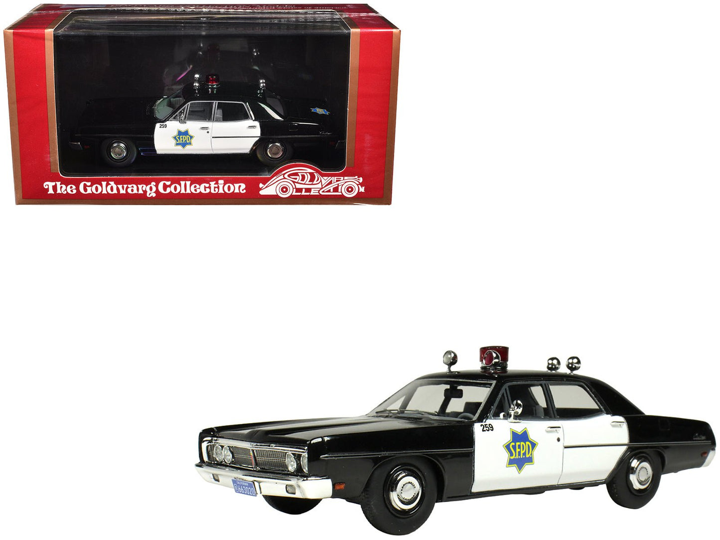 1970 Ford Custom Police Car "San Francisco Police Department" Black and White Limited Edition to 200 pieces Worldwide 1/43 Model Car by Goldvarg Collection free shipping USA