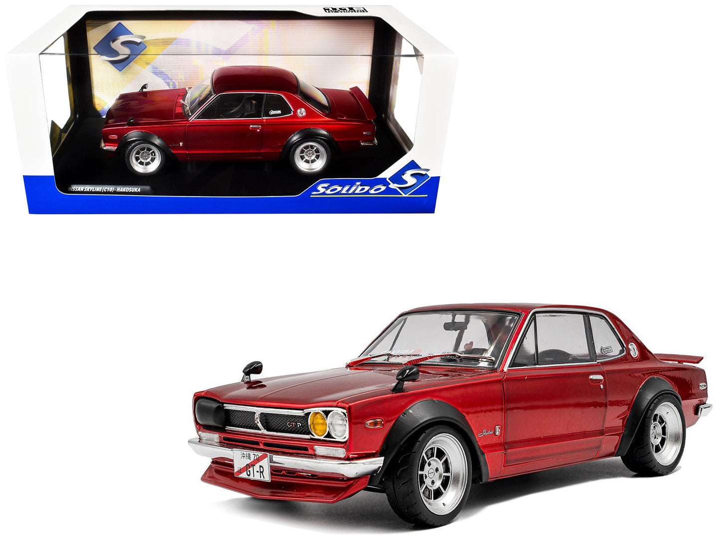 1970 Nissan Skyline (C10) Hakosuka RHD (Right Hand Drive) Red Metallic 1/18 Diecast Model Car by Solido free shipping USA