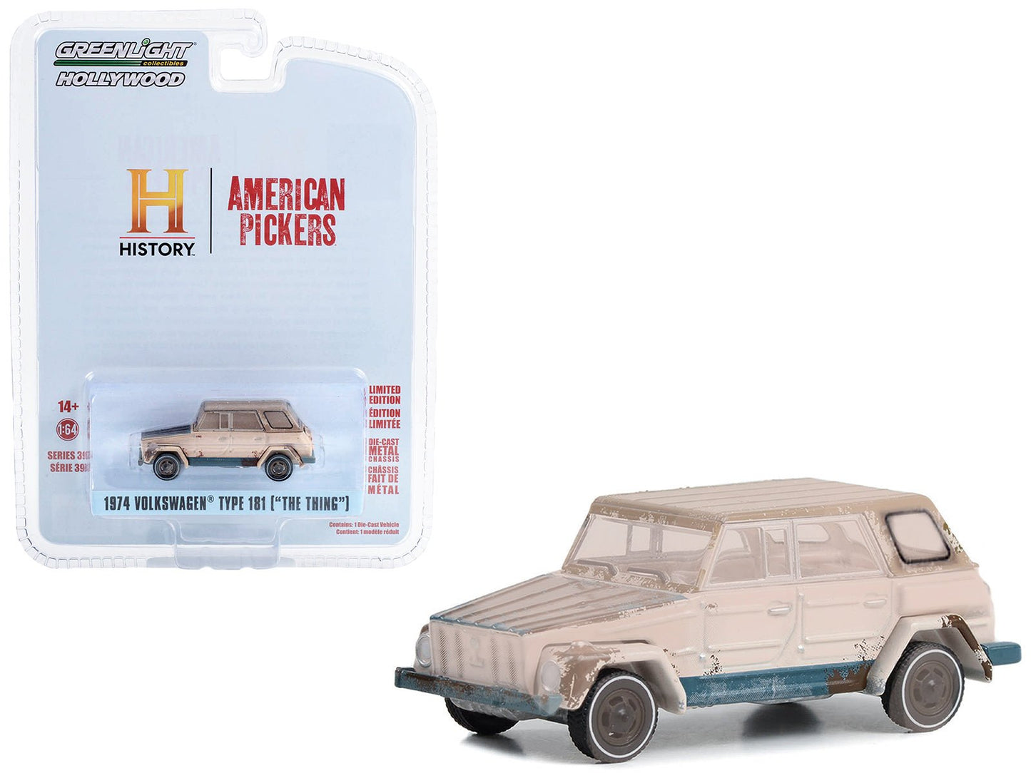 1974 Volkswagen Thing (Type 181) Beige (Weathered) "American Pickers" (2010-Current) TV Series "Hollywood Series" Release 39 1/64 Diecast Model Car by Greenlight free shipping USA