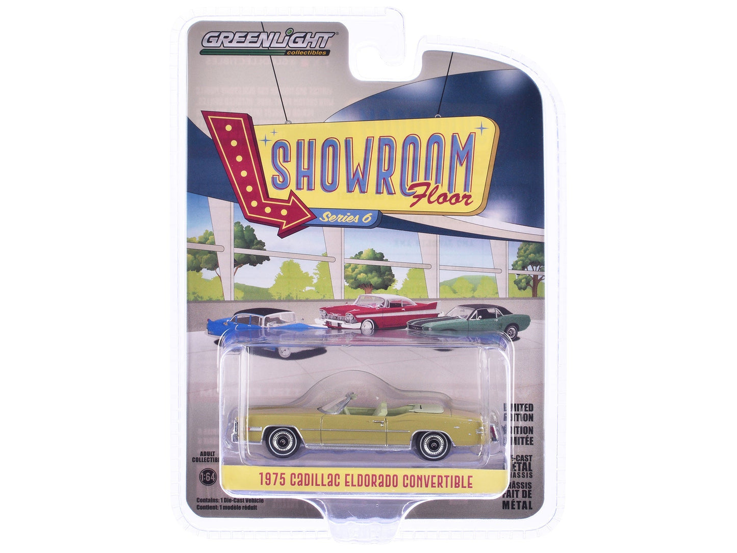 1975 Cadillac Eldorado Convertible Florentine Gold Firemist "Showroom Floor" Series 6 1/64 Diecast Model Car by Greenlight free shipping USA
