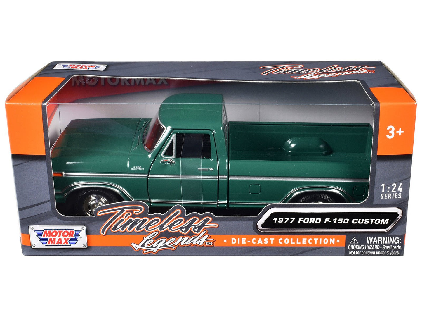 1977 Ford F-150 Custom Pickup Truck Green "Timeless Legends" Series 1/24 Diecast Model Car by Motormax free shipping USA