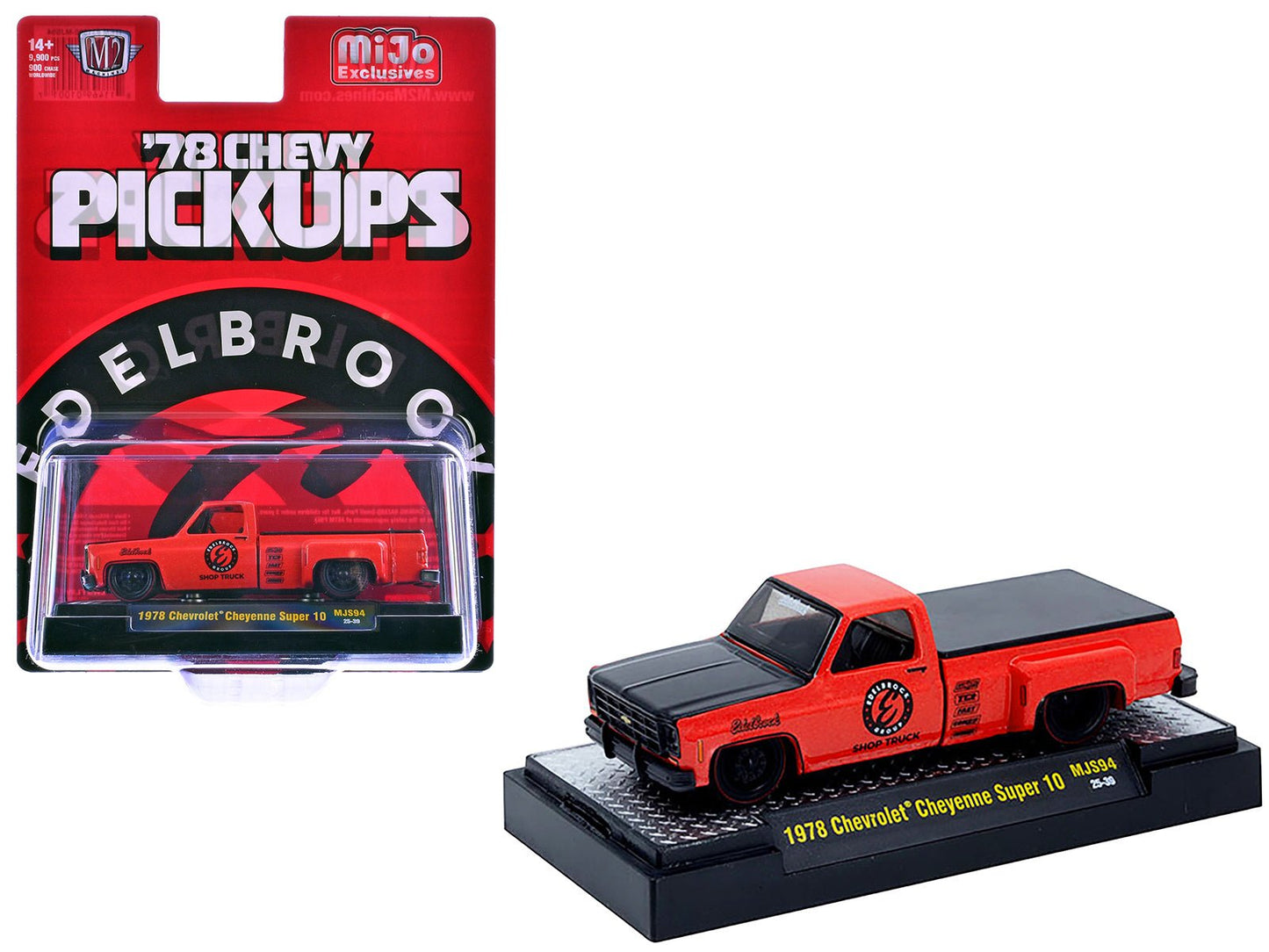 1978 Chevrolet Cheyenne Super 10 Pickup Truck "Edelbrock" Red with Black Hood Limited Edition to 9900 pieces Worldwide 1/64 Diecast Model Car by M2 Machines free shipping USA