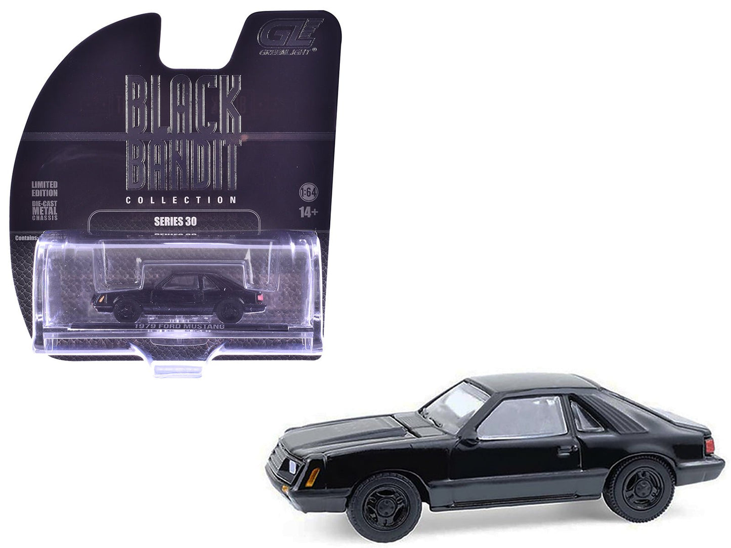 1979 Ford Mustang Fastback Black "Black Bandit" Series 30 1/64 Diecast Model Car by Greenlight free shipping USA