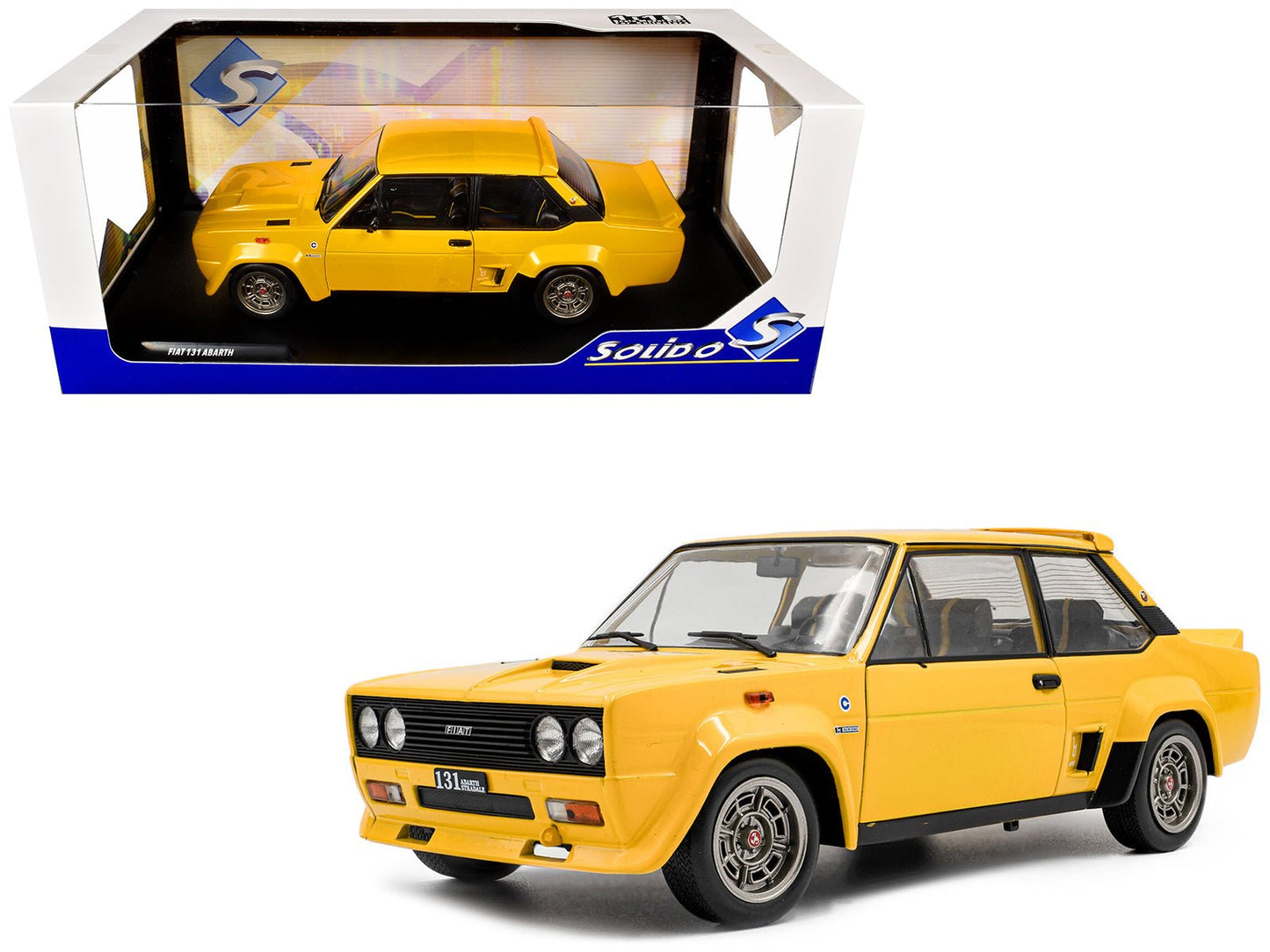1980 Fiat 131 Abarth Yellow 1/18 Diecast Model Car by Solido free shipping USA
