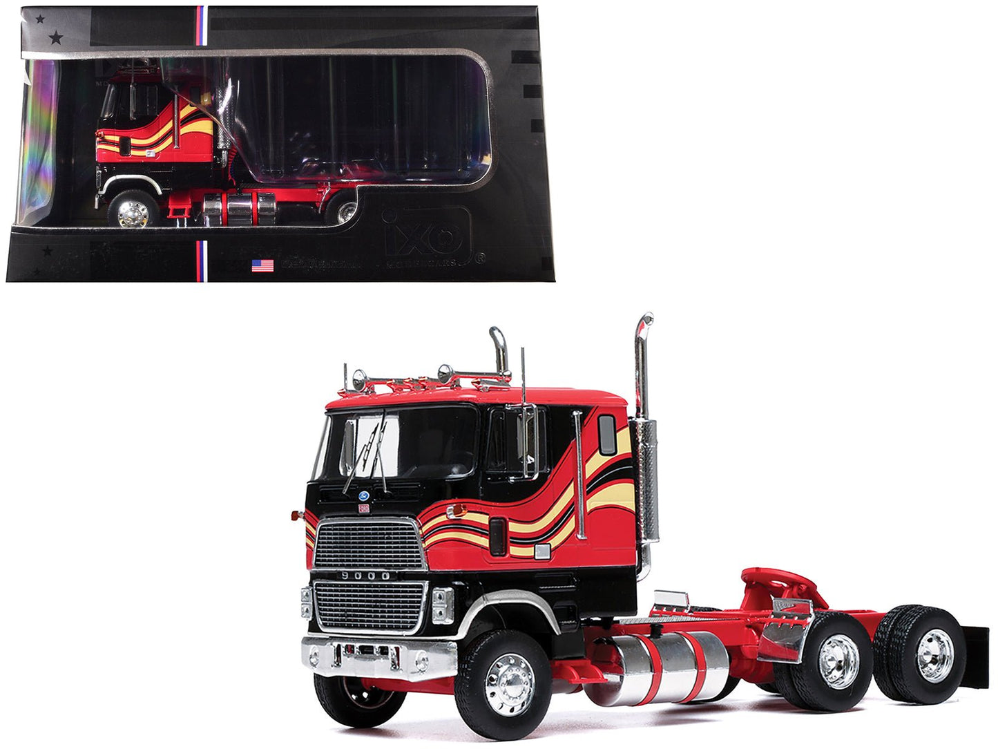 1985 Ford CL 9000 Truck Tractor Red and Black with Graphics 1/43 Diecast Model by IXO Models free shipping USA