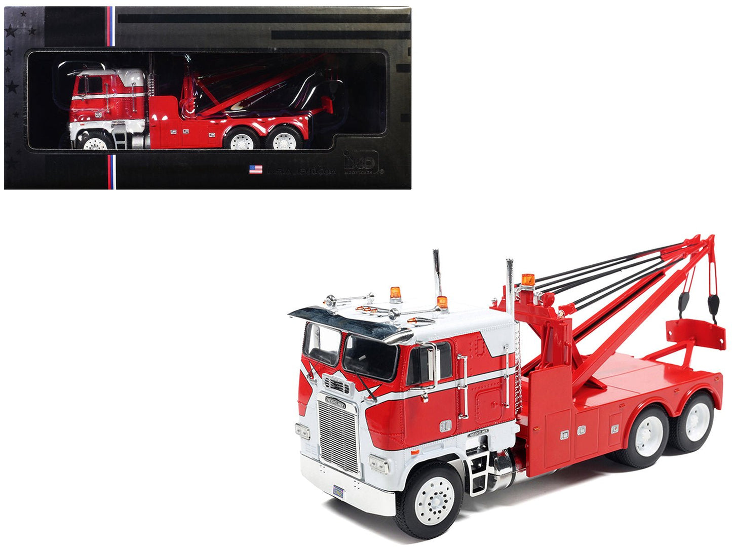 1987 Freightliner FLA Tow Truck Red and White 1/43 Diecast Model by IXO Models free shipping USA