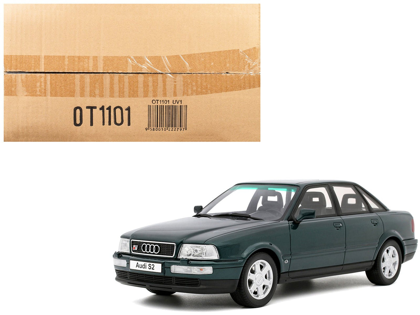 1993 Audi S2 Sedan Emerald Green Metallic Limited Edition to 2000 pieces Worldwide 1/18 Model Car by Otto Mobile free shipping USA