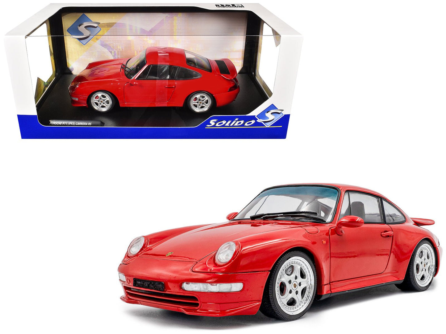 1997 Porsche 911 (993) Carrera RS Guards Red 1/18 Diecast Model Car by Solido free shipping USA