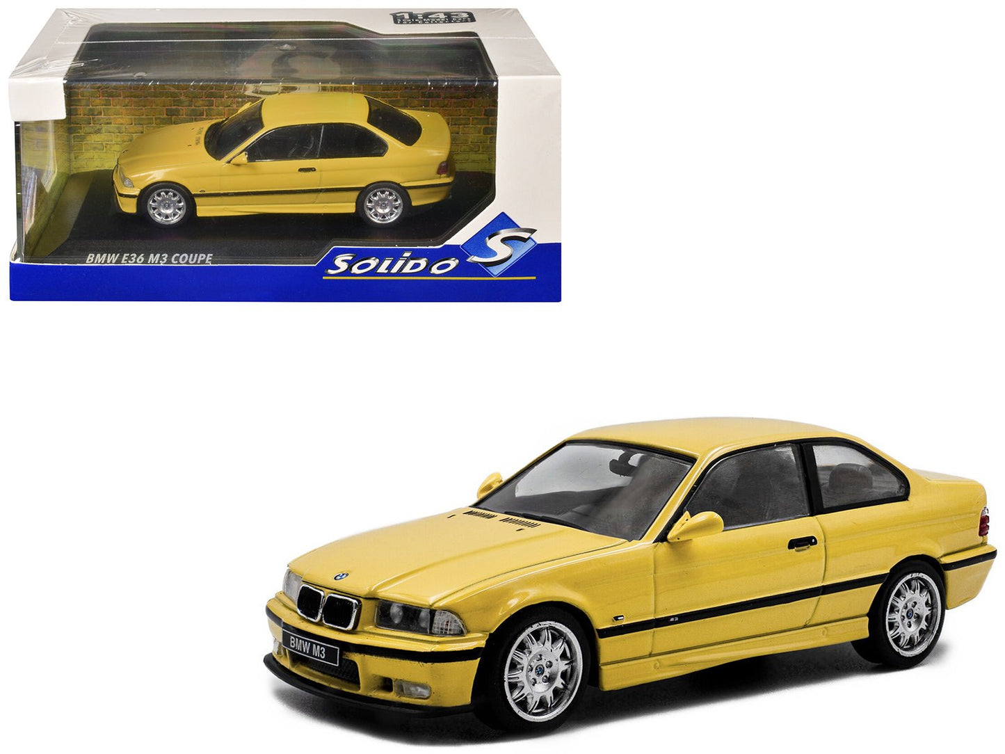 1999 BMW E36 M3 Coupe Dakar Yellow 1/43 Diecast Model Car by Solido free shipping USA