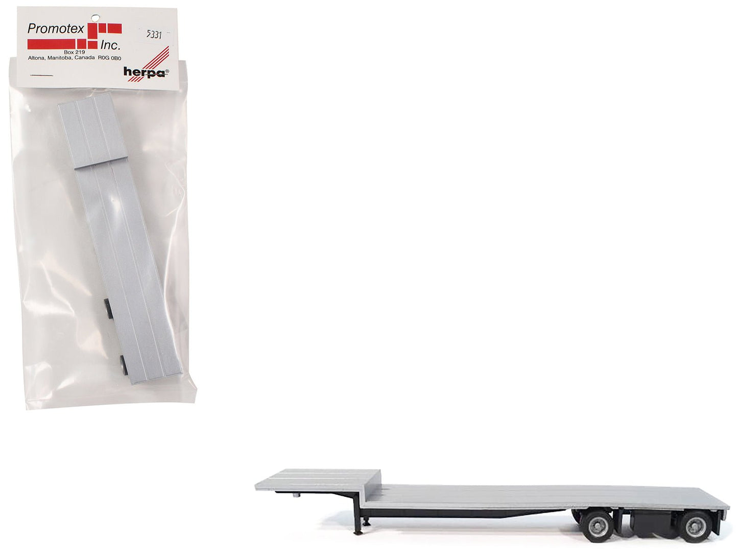 2-Axle Dropdeck Flatbed Trailer Silver Top 1/87 (HO) Plastic Model by Promotex free shipping USA