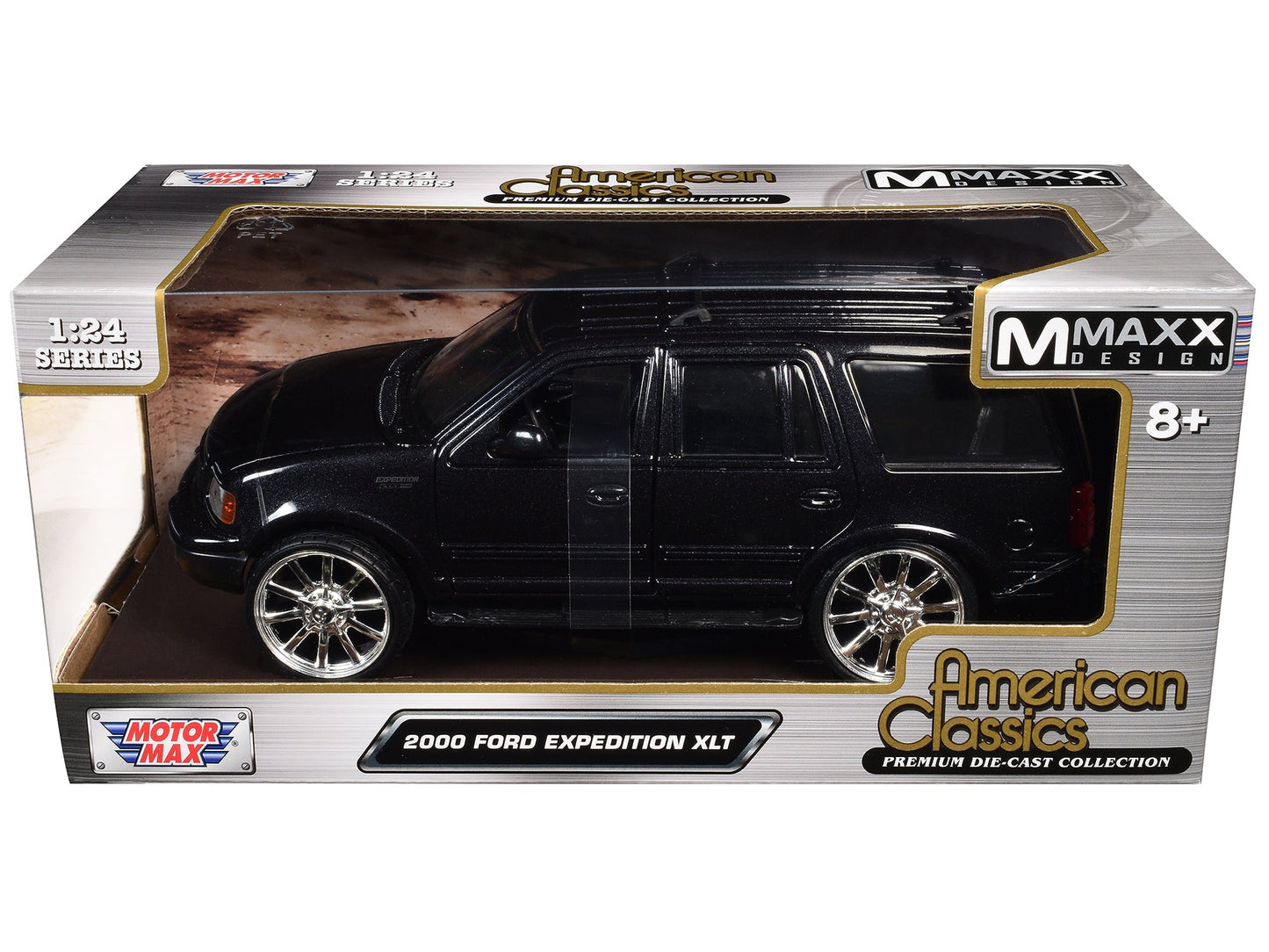 2000 Ford Expedition XLT Black Metallic "Maxx Design" "American Classics" Series 1/24 Diecast Model Car by Motormax free shipping USA