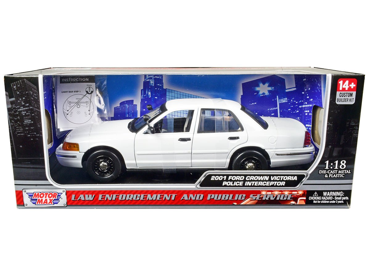 2001 Ford Crown Victoria Police Car Unmarked White "Custom Builder's Kit" Series 1/18 Diecast Model Car by Motormax free shipping USA