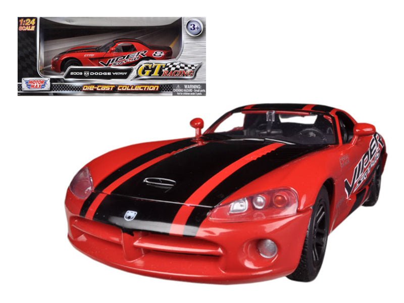 2003 Dodge Viper SRT-10 #8 Red with Black Stripes "GT Racing" Series 1/24 Diecast Model Car by Motormax free shipping USA