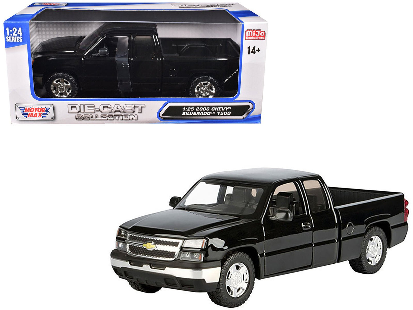 2006 Chevrolet Silverado 1500 Pickup Truck Black "Die-Cast Collection" Series 1/25 Diecast Model Car by Motormax free shipping USA