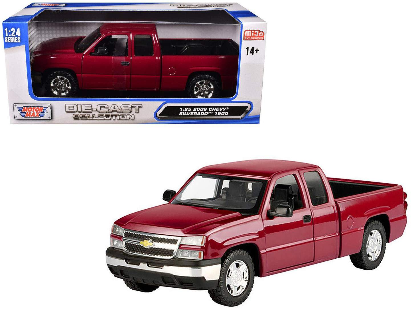 2006 Chevrolet Silverado 1500 Pickup Truck Red Metallic "Die-Cast Collection" Series 1/25 Diecast Model Car by Motormax free shipping USA