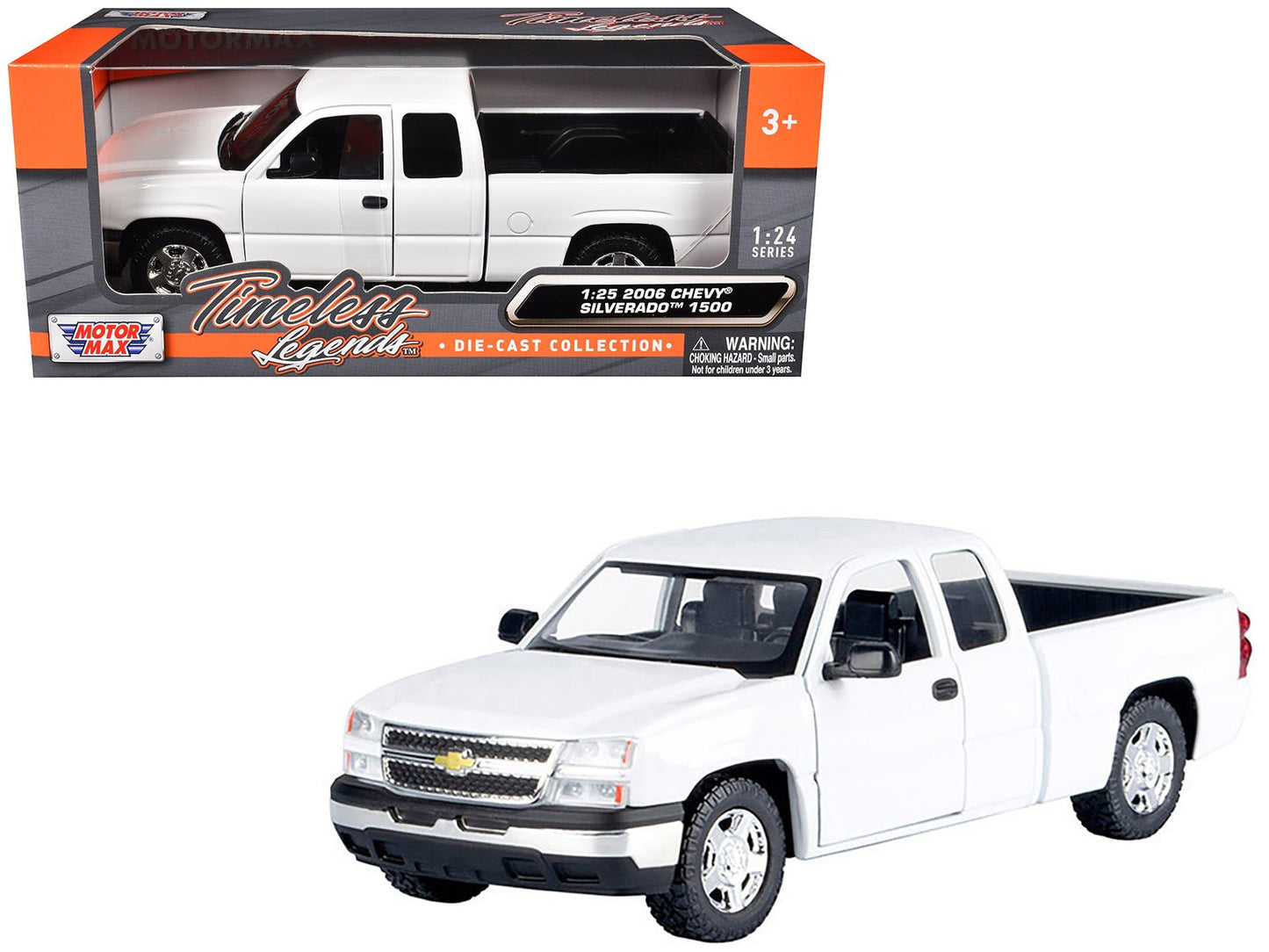 2006 Chevrolet Silverado 1500 Pickup Truck White "Timeless Legends" Series 1/25 Diecast Model Car by Motormax free shipping USA