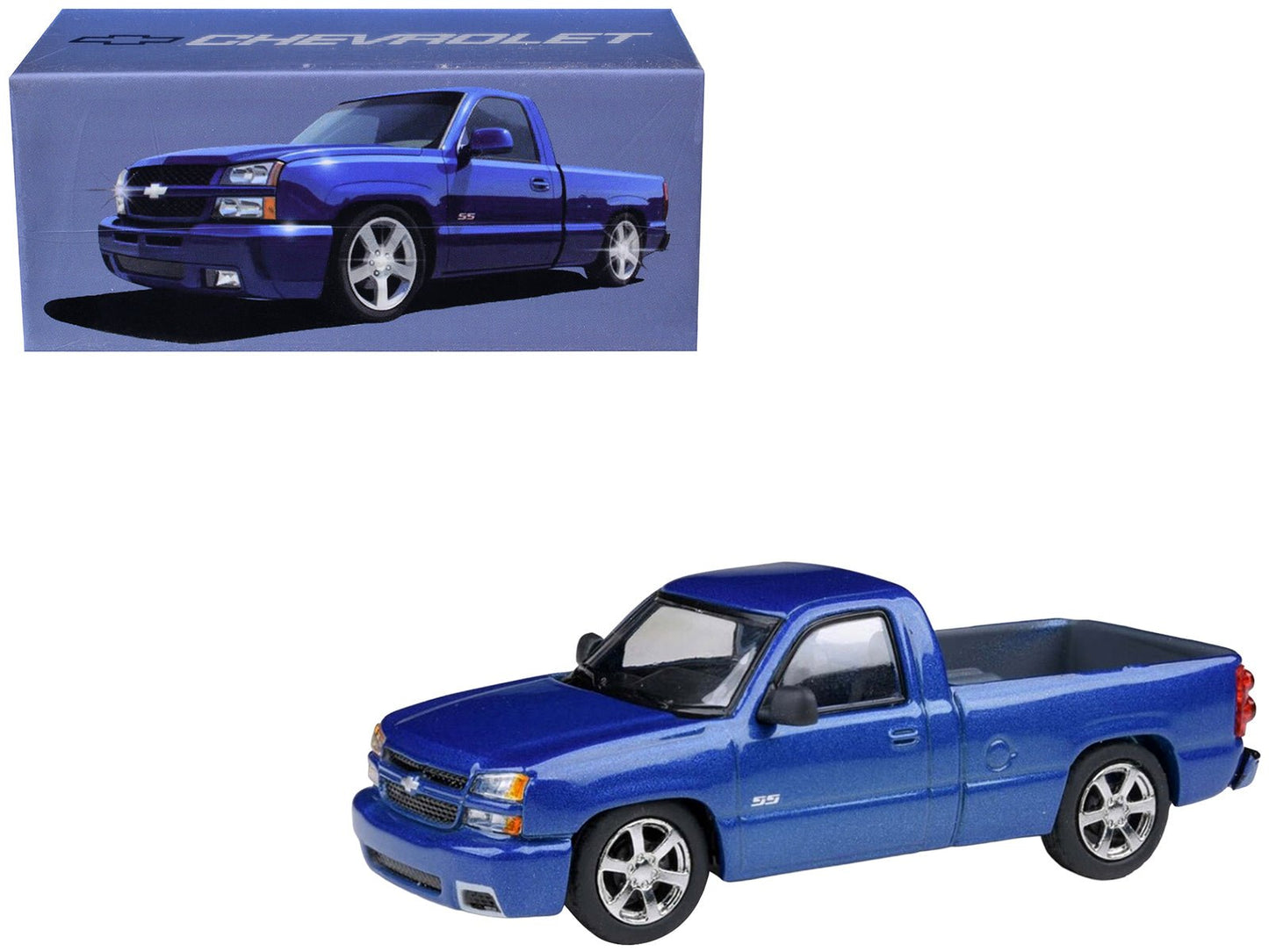 2006 Chevrolet Silverado 'Cateye' Pickup Truck Ming Blue Metallic 1/64 Diecast Model Car by Paragon Models free shipping USA