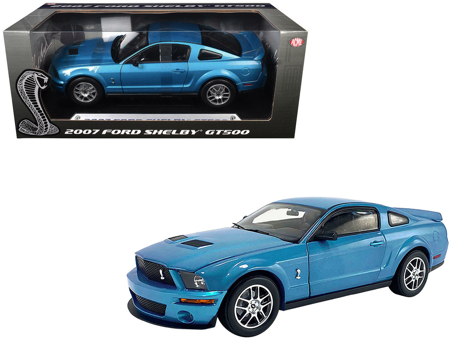 2007 Ford Shelby GT500 Windveil Blue Metallic "Shelby Collectibles" Series 1/18 Diecast Model Car by ACME free shipping USA