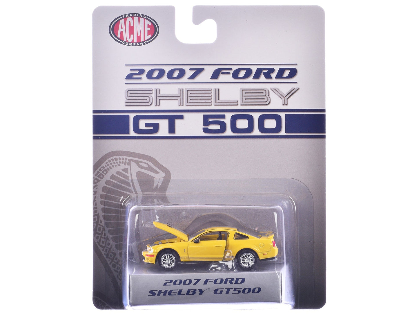 2007 Ford Shelby GT500 Yellow with Silver Stripes "Shelby Collectibles" Series 1/64 Diecast Model Car by ACME free shipping USA