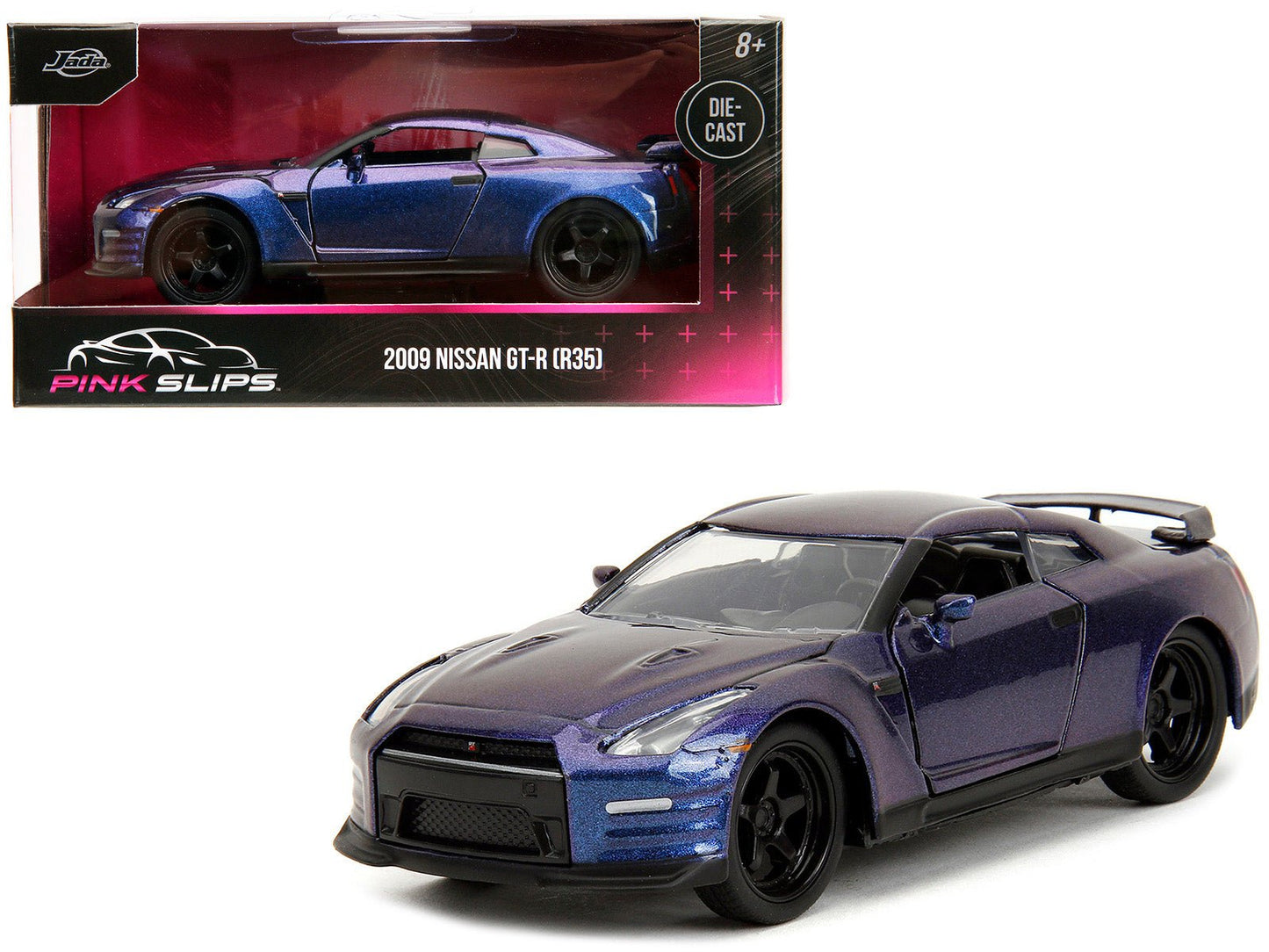 2009 Nissan GT-R (R35) Purple Metallic "Pink Slips" Series 1/32 Diecast Model Car by Jada free shipping USA
